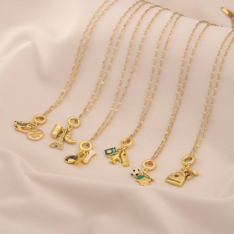 Vintage Reisthema Hanger Ketting Roestvrij Staal Koper Vliegtuig Wereldbol Paspoort Camera Esthetische Sieraden Voor Dames