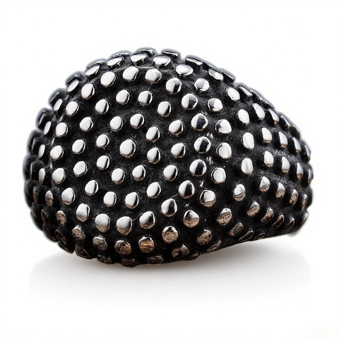 Anello Da Uomo In Acciaio Inossidabile Retro Punk Punti Tondi Texture Borchiata Gioielli Club Biker