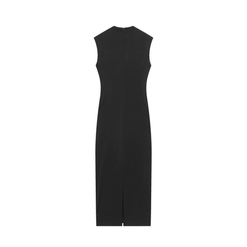 Abito Maxi Bodycon Sexy Senza Maniche Hollow Out Fibbia In Strass Orlo Con Spacco Slim Fit Elegante Tinta Unita