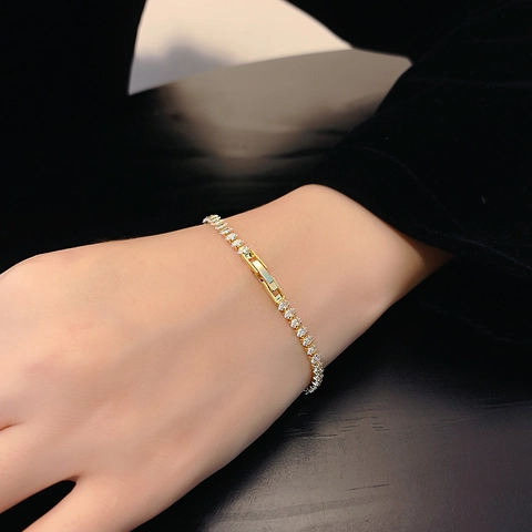 Elegant Copper Zirconia Tennis Bracelet Marquise Cut Cubic Zirconia Pave Electroplated Link Bracelet Fashion Jewelry For Women