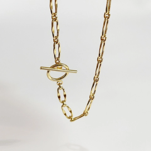 925 Sterling Silver Chunky Chain Necklace With Toggle Clasp Minimalist Geometric Industrial Style For Women