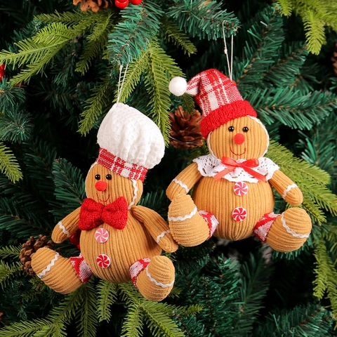 Christmas Gingerbread Man Plush Ornaments Corduroy Hanging Dolls Tree Decorations Festive Cartoon Figures Party Favors