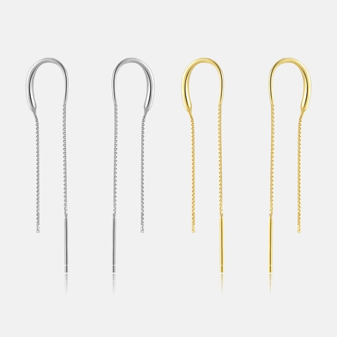925 Sterlingsilber Ohrhänger Minimalistische Lange Quastenkette U-Förmige Hängeohrringe Koreanischer Modeschmuck Geschenk Für Damen