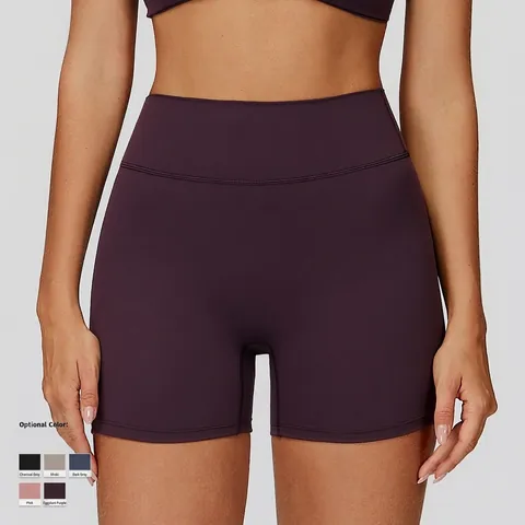 Women Yoga Shorts High Waist V-Back Butt Lifting Quick Dry Brushed Polyester Spandex Workout Running Fitness Sportswear