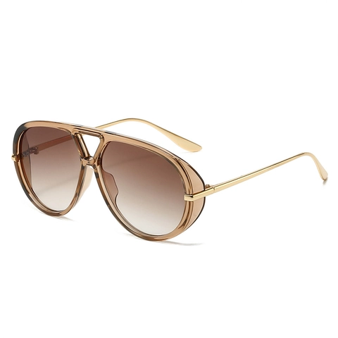 Retro Pilotenbrille Oversize Damen Herren Doppelsteg Metall PC Rahmen UV400 Schutz Mode Trendy Brillen