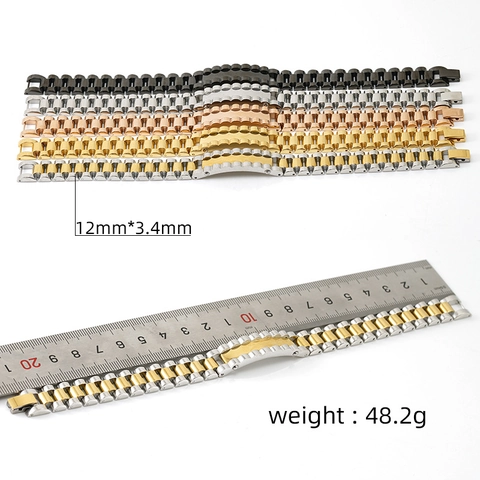 Pulsera De Eslabones Estilo Reloj Acero Inoxidable Bañado En Oro 18K Hombre Joyería