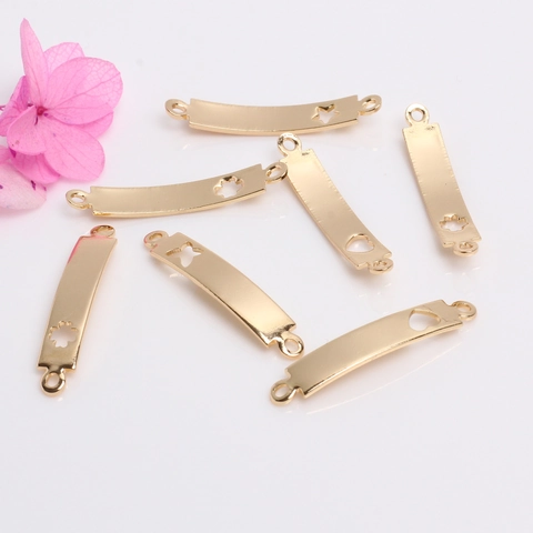 Copper Curved Bar Connectors 14K Gold Plated Hollow Heart Star Clover DIY Bracelet Necklace Jewelry Making Findings