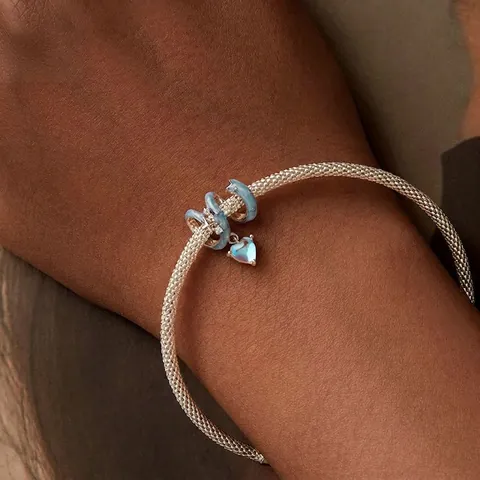 925 Sterling Silver Blue Starry Night Charm Pendant Enamel Star Moonstone Zirconia Beads For DIY Bracelet Women Jewelry