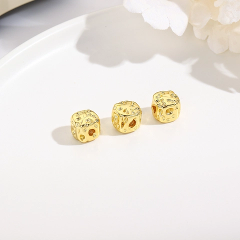 Perles Creuses Vintage En Cuivre Cube Métallisé Perles D'Espacement Carrées Pour La Fabrication De Bijoux DIY Bracelet Collier
