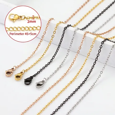 Stainless Steel O-Link Cross Necklace Chain With Extension Lobster Clasp For DIY Jewelry Making Accessory