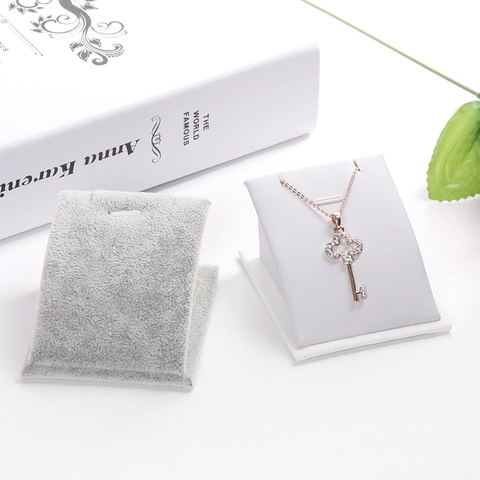 Velvet Necklace Display Stand Pendant Holder Slanted Wedge Jewelry Showcase Organizer Storage For Shop Home