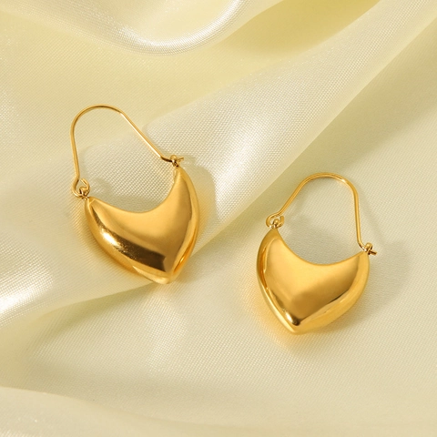 Boucles d'Oreilles Coeur en Acier Inoxydable Minimaliste Plaque Or 18K Hypoallergénique Imperméable Bijoux Femme Cadeau