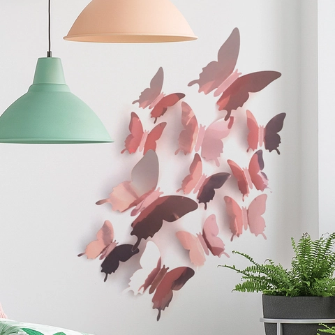 Butterfly Wall Stickers Mirror Effect 3D Acrylic DIY Art Home Decor Living Room Bedroom Removable Decals