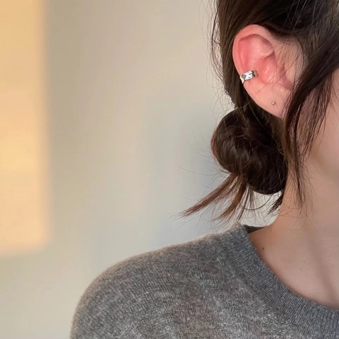 Ear Cuff Minimalisti In Argento Sterling 925 Trama Di Lava Irregolare Senza Piercing Clip Per Orecchie Geometriche Donne