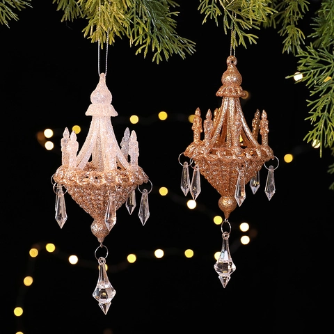 Christmas Ornaments Acrylic Transparent Snowflake Reindeer Star Hanging Decorations Holiday Tree Decor Sparkling Novelty