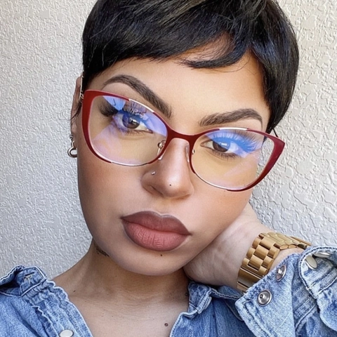 Retro Katzenaugen Brillenrahmen Anti Blaulicht Metall Mode Optische Brillen Für Frauen Elegante Vintage Zubehör Brille