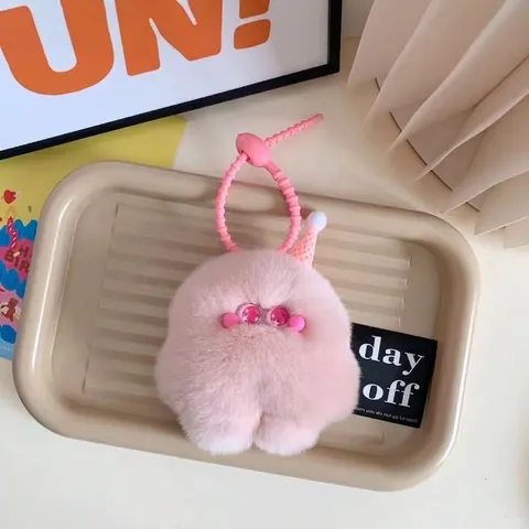 Mignon Porte-clés Petit Monstre en Peluche Bijou de Sac en Fausse Fourrure Créatif Monstre à Grands Yeux Pendentif pour Sac à Dos Cadeau