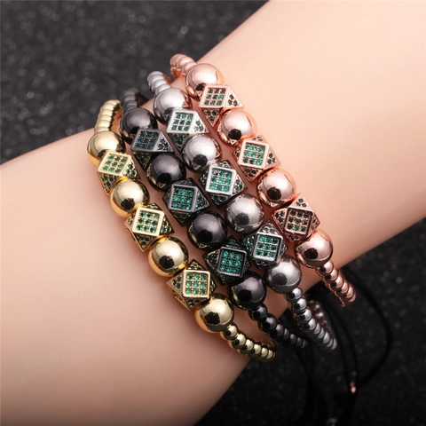 Bracelet Jonc Chiffres Romains Et Bracelet Tressé Zircon Vert Bijoux Acier Inoxydable Alliage Réglable Style Vintage Unisexe