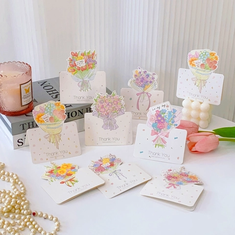 Tarjetas de Felicitación de Ramo de Flores Cartulina Plegable Tarjetas de Agradecimiento para San Valentín Día de la Madre Boda Cumpleaños Año Nuevo Regalo Estilo Ilustración