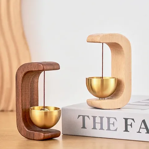 Timbre Magnético De Madera Minimalista En Forma De C Campanilla De Latón Alerta De Puerta Decorativa Para Hogar Tienda Oficina