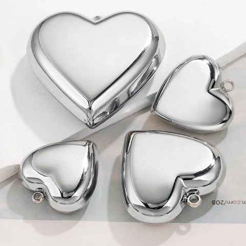 Polierter Edelstahl Herzanhänger Flaches Pfirsichherz Charm Für DIY Schmuckherstellung Halskette Armband Modisches Accessoire