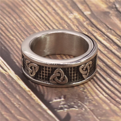 Vintage Keltenknoten Edelstahl Ring Retro Triquetra Muster Band Schmuck Für Herren Und Damen Poliertes Finish