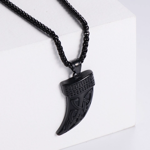 Wolfstand Hanger Ketting 304 Roestvrij Staal Keltische Knoop Gegraveerd Viking Punk Stijl Retro Sieraden Voor Mannen