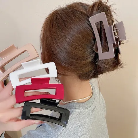 Geometric Square Hair Claw Clip Silicone Matte Hollow Shark Clip Elegant Updo Hairpin Fashion Accessories For Women Girls