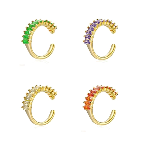 Manchette D'Oreille En Cuivre Zircon Forme C Sans Perçage Plaqué Or 18K Boucle D'Oreille Cartilage Pour Femme