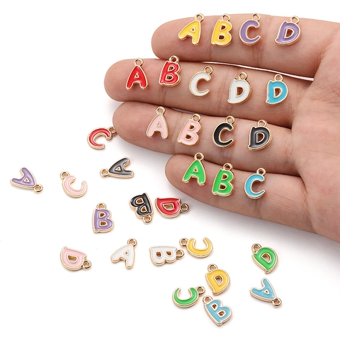 Enamel Alphabet Letter Charms Zinc Alloy Colorful Pendants For DIY Jewelry Making Bracelet Necklace Accessories