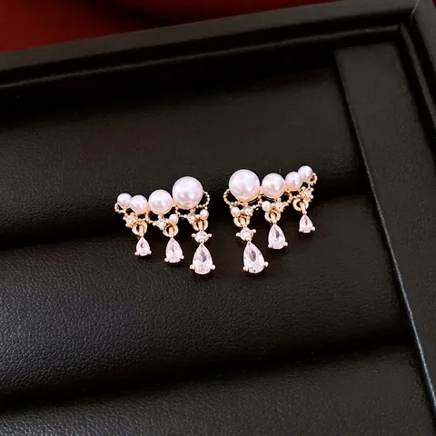 Hängeohrringe Mit Zirkonia Wassertropfen Und Kunstperle 925 Sterling Silber Ohrstecker Eleganter Schmuck Für Damen