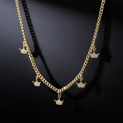 Collier Pendentif Cuivre Zircon Mauvais Œil Étoile Lune Croix Géométrique Plaqué Or Bijoux Fins Pour Femmes