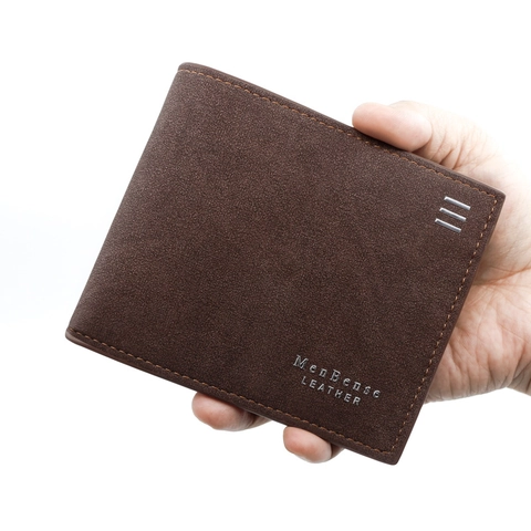 Cartera Bifold Hombre Cuero PU Esmerilado Vintage Negocios Corta Con Múltiples Ranuras Para Tarjetas Y Monedero Interno