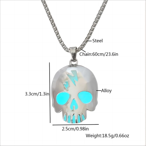 Leuchtende Totenkopf Halskette Halloween Gothic Punk Im Dunkeln Leuchten Zinklegierung Blitz Halskette Damen Herren Schmuck