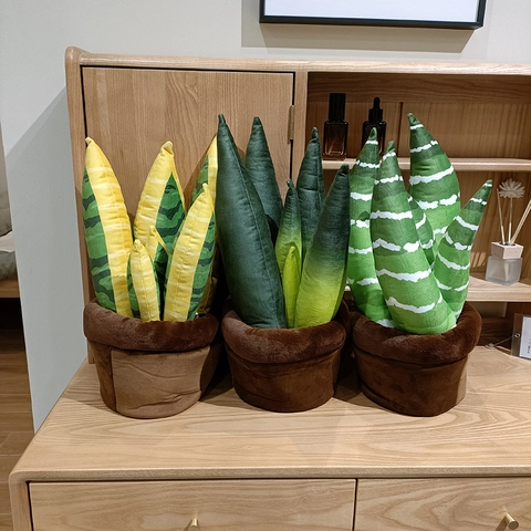 Potted Plant Plush Toy Simulation Sansevieria Soft Stuffed Doll Creative Home Decor Desktop Ornament Gift For Kids