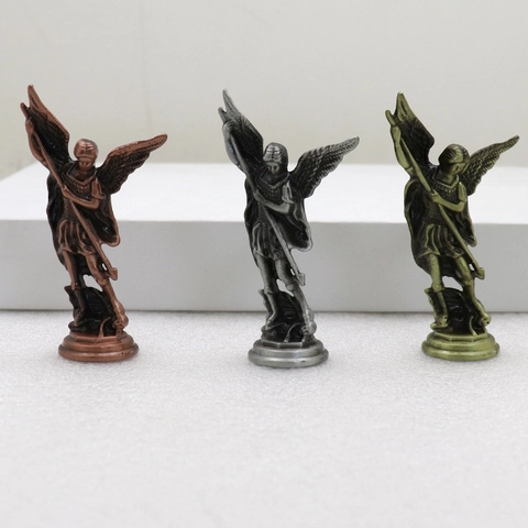 Estatua San Miguel Arcángel Metal Vintage Figura Ángel Retro Ornamento Escritorio Decoración Hogar Oficina Regalo Cristiano