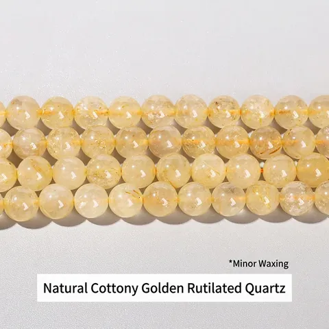 Natural Golden Rutilated Quartz Loose Beads Round Crystal Stone DIY Bracelet Making Beads For Jewelry Craft Accessories