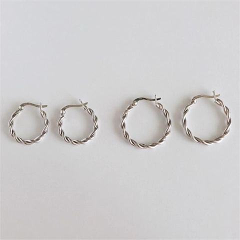 Gedrehte Seil Creolen 925 Sterlingsilber Minimalistisch Spiralgeometrisch Gewebte Textur Eleganter Schmuck Für Damen