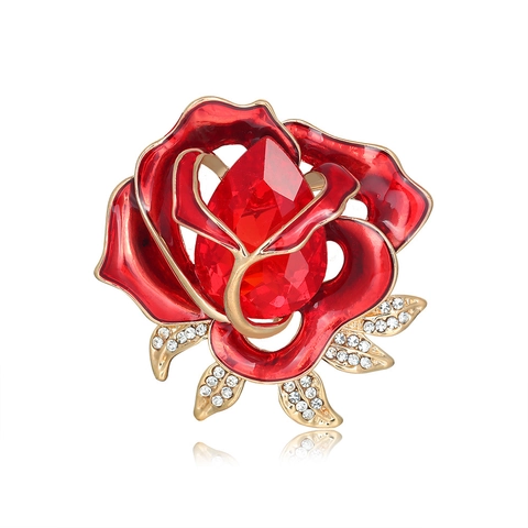 Spilla Rosa Strass Lega Vintage Fiore Smalto per Cappotto Spilla Soprabito Abito Anti Esposizione Accessori Abbigliamento Donna