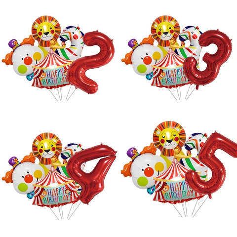 Palloncini Per Festa Di Compleanno A Tema Circo Foglio Di Alluminio Animale Leone Zebra Pagliaccio Tenda Decorazione Bambini