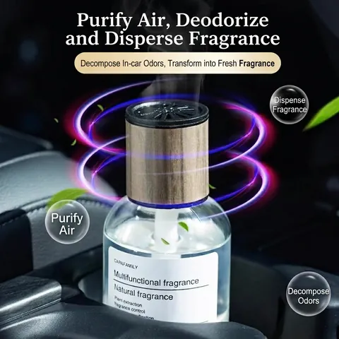 Car Home Aromatherapy Diffuser Glass Bottle Wood Grain Lid Long Lasting Natural Air Freshener Odor Removal Office Bedroom