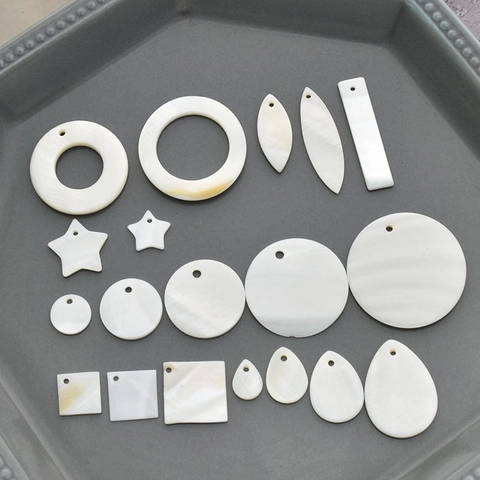 Natural White Mother Of Artificial Pearl Shell Pendants Multi Shape Charms With Holes For DIY Jewelry Making Earring Finding Craft