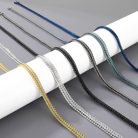 Collana Da Uomo In Acciaio Inossidabile Con Catena A Treccia Di Osso Di Serpente Gioielli Rock