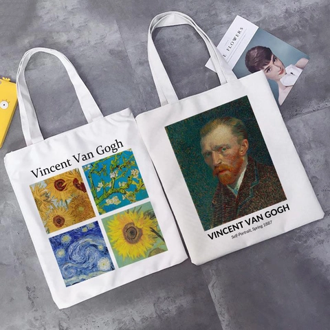 Bolsa De Lona Con Estampado De Pintura Al Óleo De Van Gogh Bolso De Compras Artístico Para Mujer Ecológico
