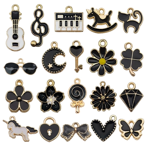 Enamel Drip Charms Zinc Alloy Pendants Flower Heart Musical Note For DIY Jewelry Making Necklace Bracelet Earring Accessories