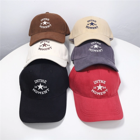 Berretto da Baseball in Cotone Ricamato Retrò per Donna Regolabile Soft Top Cappello Parasole con Motivo a Stella Lettere