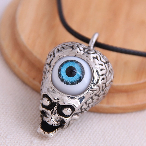 Collana Con Pendente Teschio Vintage Lega Gotico Occhio Blu Fascino Gioielli Stile Retro Punk Per Uomo Donna