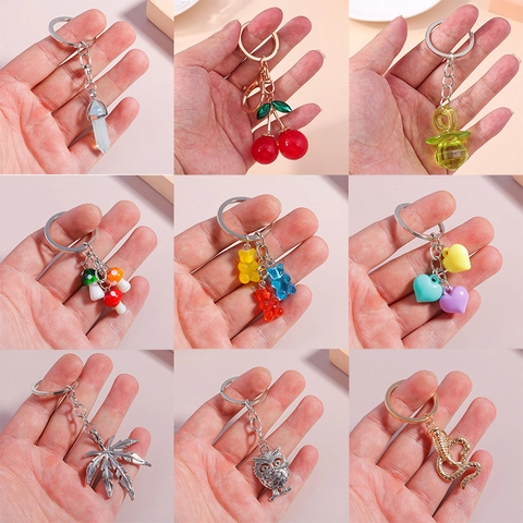 Portachiavi A Forma Di Animale E Frutta Pendente In Lega Resina Accessorio Per Borsa Per Donne Ragazze Regalo