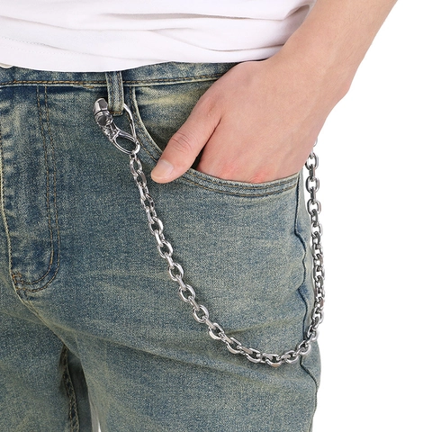 Men Stainless Steel Pants Chain Punk Skull Clasp Jeans Wallet Link Streetwear Rock Hip Hop Jewelry