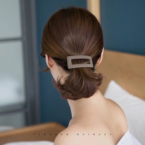 Rectangular Hair Clip Matte Resin Metal Spring Barrette Geometric Hollow Minimalist Styling Hairpin For Women